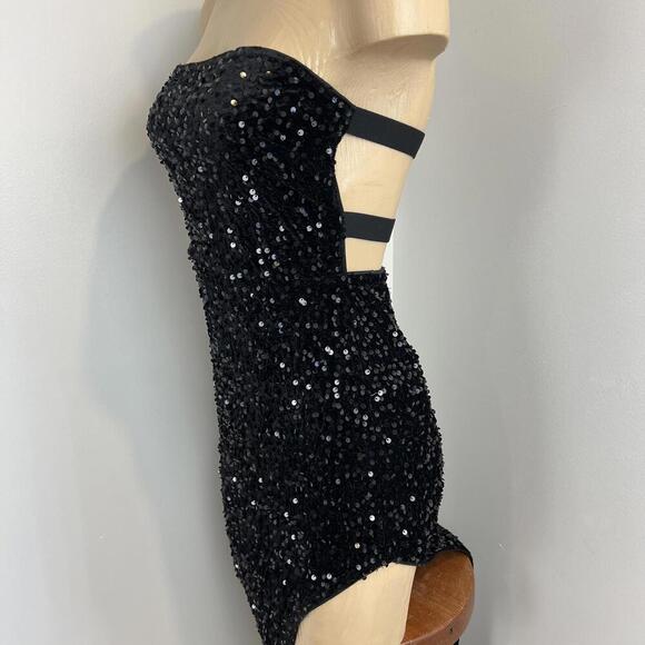 Brand New Shein Women Small 4 Black Sequin Strapless Eveningwear Slip Dress Gown - Picture 5 of 14